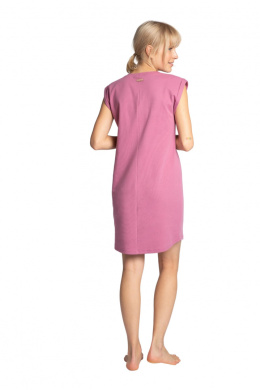 Sukienka mini bez rękawów z bawełny prążkowanej wrzosowa LA033