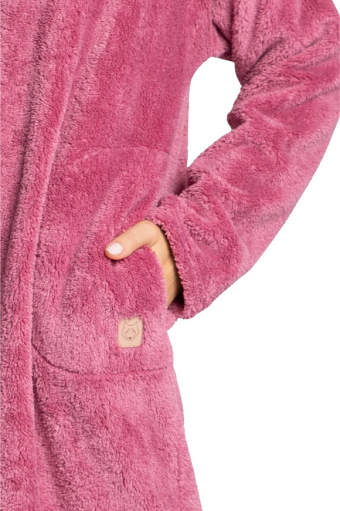 Sukienka pluszowa midi oversize z kołnierzem wrzosowa LA002 Sukienka pluszowa midi oversize z kołnierzem wrzosowa LA002