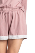 Szorty damskie od piżamy z koronkowym brzegiem różowe LA042
