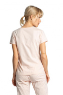 T-shirt damski do spania z dekoltem w serek brzoskwiniowa LA014