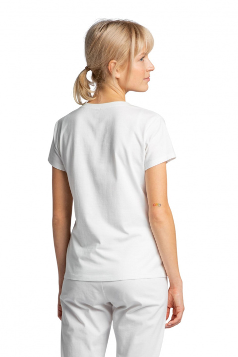 T-shirt damski do spania z dekoltem w serek ecru LA014 T-shirt damski do spania z dekoltem w serek ecru LA014