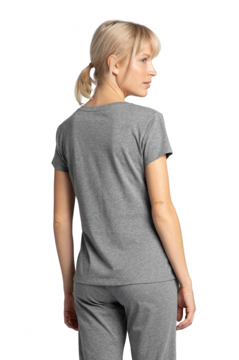 T-shirt damski do spania z dekoltem w serek szara LA014 T-shirt damski do spania z dekoltem w serek szara LA014