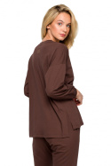 Bluzka damska do spania z długim rękawem bawełniana czekoladowa LA122