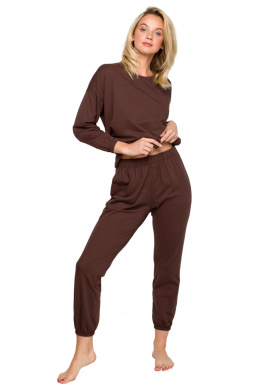 Spodnie damskie od piżamy do spania bawełniane czekoladowe LA123