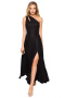 Sukienka maxi z brokatem na jedno ramię rozcięcie na nogę czarna me718
