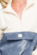 Bluza damska pluszowa ciepła z kieszeniami i stójką na zamek m3 LA114