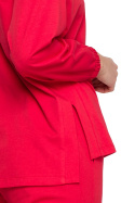 Bluzka damska do spania z długim rękawem bawełniana czerwona LA122