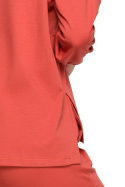 Bluzka damska do spania z długim rękawem bawełniana karminowa LA122