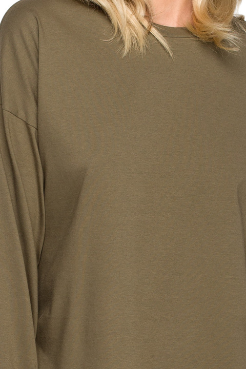 Bluzka damska do spania z długim rękawem bawełniana khaki LA122 Bluzka damska do spania z długim rękawem bawełniana khaki LA122