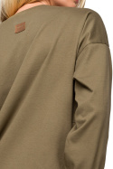 Bluzka damska do spania z długim rękawem bawełniana khaki LA122