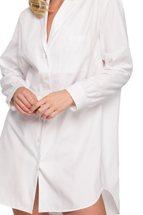 Koszula damska nocna oversize z kołnierzykiem rozpinana biała LA126 Koszula damska nocna oversize z kołnierzykiem rozpinana biała LA126