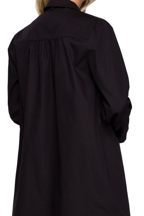 Koszula damska nocna oversize z kołnierzykiem rozpinana czarna LA126 Koszula damska nocna oversize z kołnierzykiem rozpinana czarna LA126