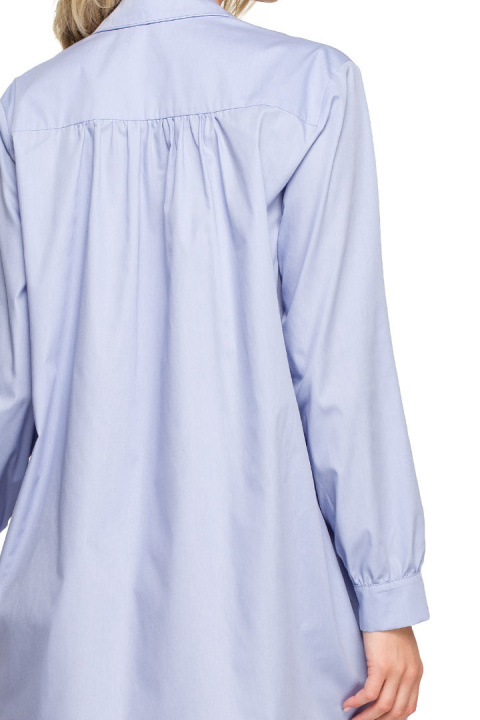 Koszula damska nocna oversize z kołnierzykiem rozpinana niebieska LA126 Koszula damska nocna oversize z kołnierzykiem rozpinana niebieska LA126