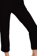 Spodnie damskie domowe z kieszeniami dzianina bawełna czarne LA129