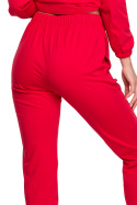 Spodnie damskie od piżamy do spania bawełniane czerwone LA123