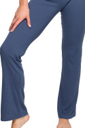 Spodnie damskie prążkowane z gumą w pasie dzianinowe niebieskie LA117