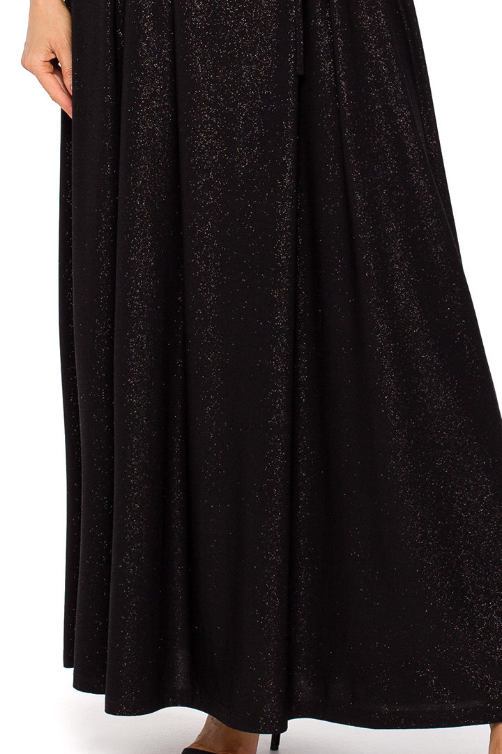Sukienka maxi z brokatem dekoltem halter bez rękawów czarna me721 Sukienka maxi z brokatem dekoltem halter bez rękawów czarna me721