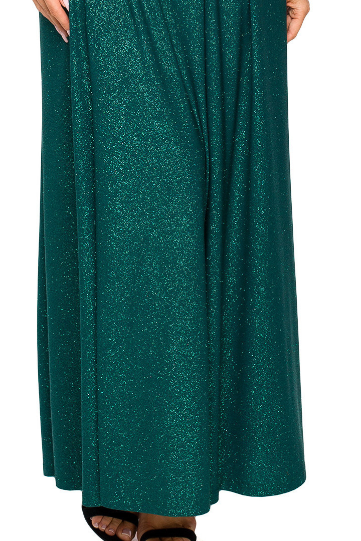 Sukienka maxi z brokatem dekoltem halter bez rękawów szmaragdowa me721 Sukienka maxi z brokatem dekoltem halter bez rękawów szmaragdowa me721