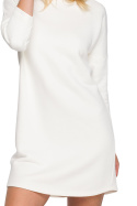 Sukienka mini domowa dzianinowa z rękawem 7/8 bawełna biała LA130