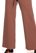 Spodnie damskie dresowe szerokie nogawki dzianina L brązowe me675