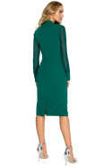 Sukienka ołówkowa midi z długim rękawem i dekoltem V XXL zielona S136