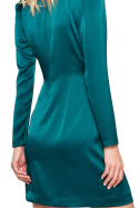 Sukienka kopertowa mini wiązana z dekoltem V satynowa zielona K156