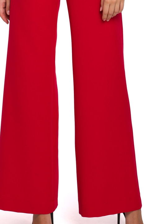 Elegancki kombinezon bez rękawów z szerokimi nogawkami L, XL czerwony K029 Elegancki kombinezon bez rękawów z szerokimi nogawkami L, XL czerwony K029