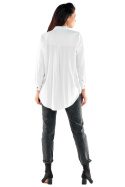 Koszula damska z wiskozy ze stójką rozpinana długi rękaw biała A525