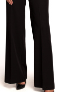 Spodnie damskie w kant z szerokimi nogawkami gładkie M czarne S311