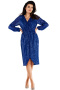 Sukienka cekinowa kopertowa z dekoltem V długi rękaw niebieska A565