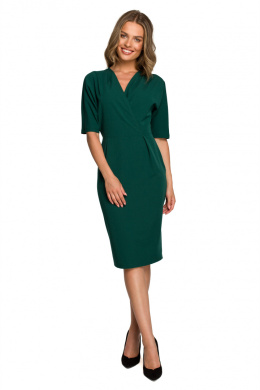 Sukienka midi z kopertowym dekoltem i krótkim rękawem XXL zielona S313
