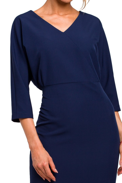 Sukienka ołówkowa midi z luźną górą i rękawem 3/4 XXL granatowa me464 Sukienka ołówkowa midi z luźną górą i rękawem 3/4 XXL granatowa me464