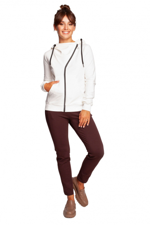 Bluza damska dresowa rozpinana z kapturem dzianinowa ecru B237 Bluza damska dresowa rozpinana z kapturem dzianinowa ecru B237