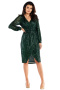 Sukienka cekinowa kopertowa z dekoltem V długi rękaw zielona A565