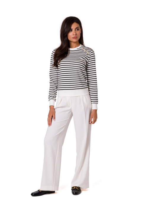 Bluza damska w marynarskie paski z ozdobnymi guzikami dzianina m1 B251 Bluza damska w marynarskie paski z ozdobnymi guzikami dzianina m1 B251