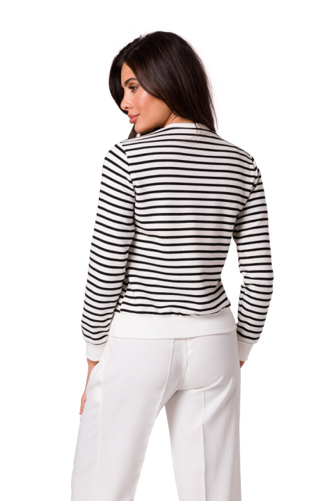 Bluza damska w marynarskie paski z ozdobnymi guzikami dzianina m1 B251 Bluza damska w marynarskie paski z ozdobnymi guzikami dzianina m1 B251