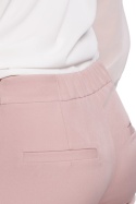 Spodnie damskie cygaretki gładkie z paskiem i gumą S różowe K055