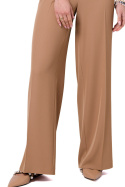 Spodnie damskie eleganckie na kant szerokie nogawki beżowe S331
