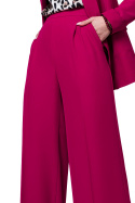 Spodnie damskie eleganckie na kant szerokie nogawki śliwkowe S331