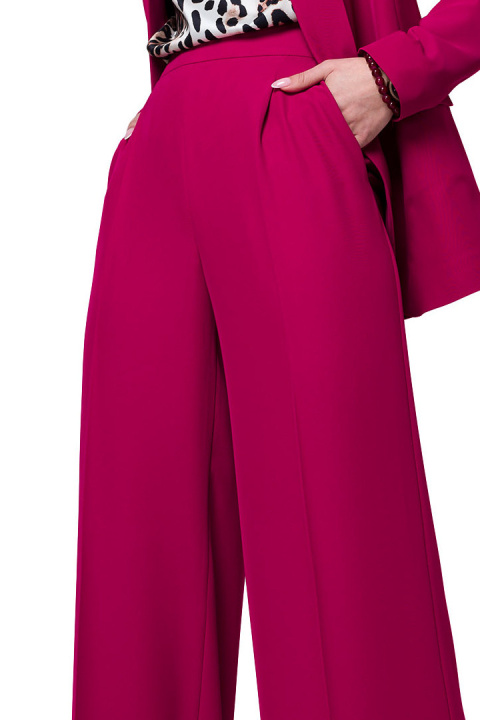 Spodnie damskie eleganckie na kant szerokie nogawki śliwkowe S331 Spodnie damskie eleganckie na kant szerokie nogawki śliwkowe S331