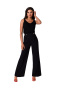 Eleganckie spodnie damskie na kant z szerokimi nogawkami czarne B252