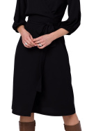 Sukienka kopertowa na zakładkę z wiązaniem midi dekolt V czarna S340