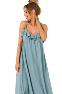 Sukienka letnia zwiewna z falbaną na cienkich ramiączkach agawa me743