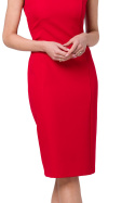 Sukienka ołówkowa midi w kolano bez rękawów zamek z tyłu czerwona S342