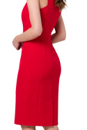 Sukienka ołówkowa midi w kolano bez rękawów zamek z tyłu czerwona S342