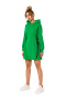 Sukienka dresowa mini z kapturem dzianinowa długi rękaw zielona me730
