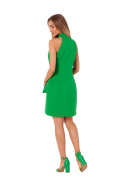 Sukienka żakietowa mini na zakładkę bez rękawów wiązana zielona me747