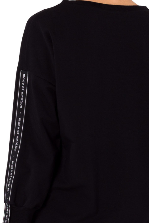 Bluza damska dresowa prosta z lampasami dzianinowa czarna me727 Bluza damska dresowa prosta z lampasami dzianinowa czarna me727