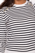 Bluza damska w marynarskie paski z ozdobnymi guzikami dzianina m1 B251