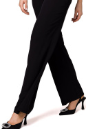 Spodnie damskie eleganckie z wysokim stanem poszerzane czarne K162